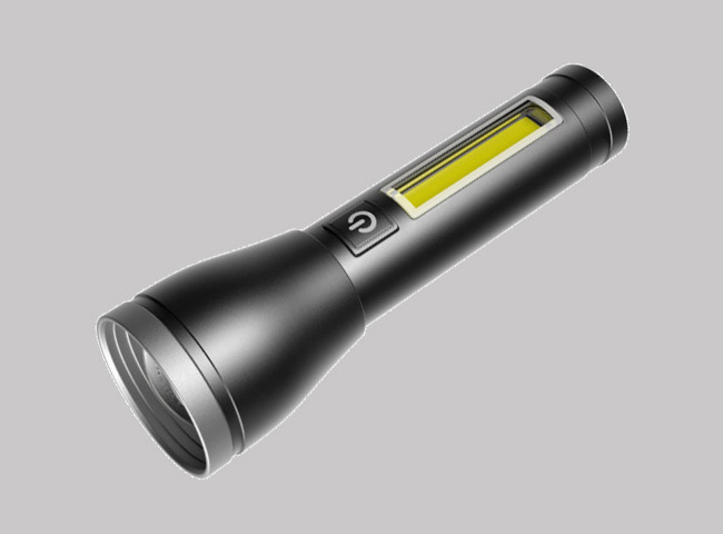 USB charging with COB side light LED flashlight - Click Image to Close